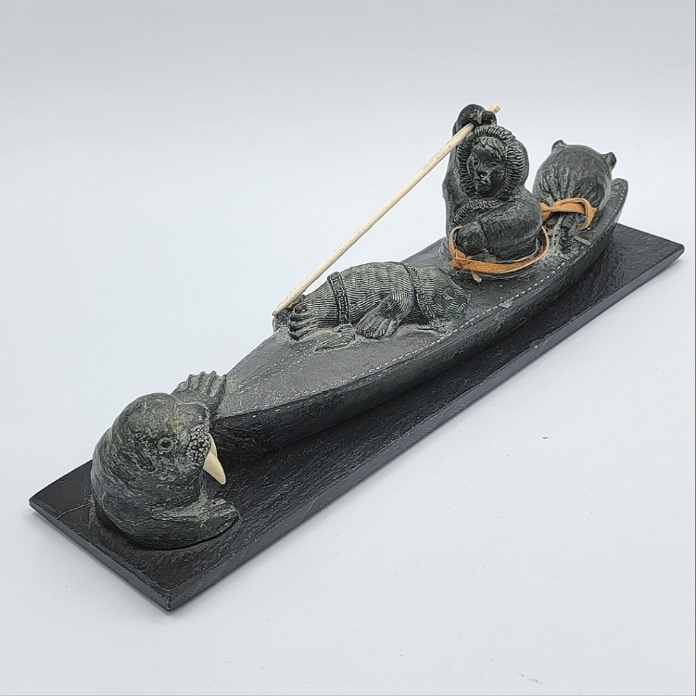 Wolf Originals Inuit Sculpture Boat Hunting #1971